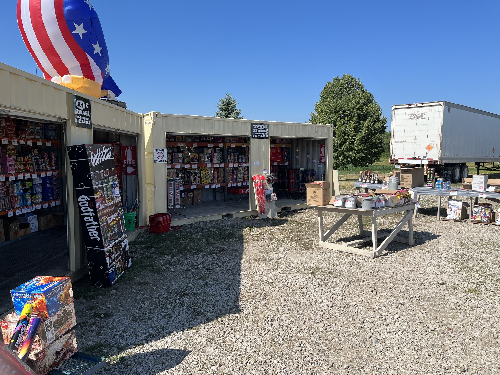 Riverside Lumber and Steel fireworks stand — 4th of July